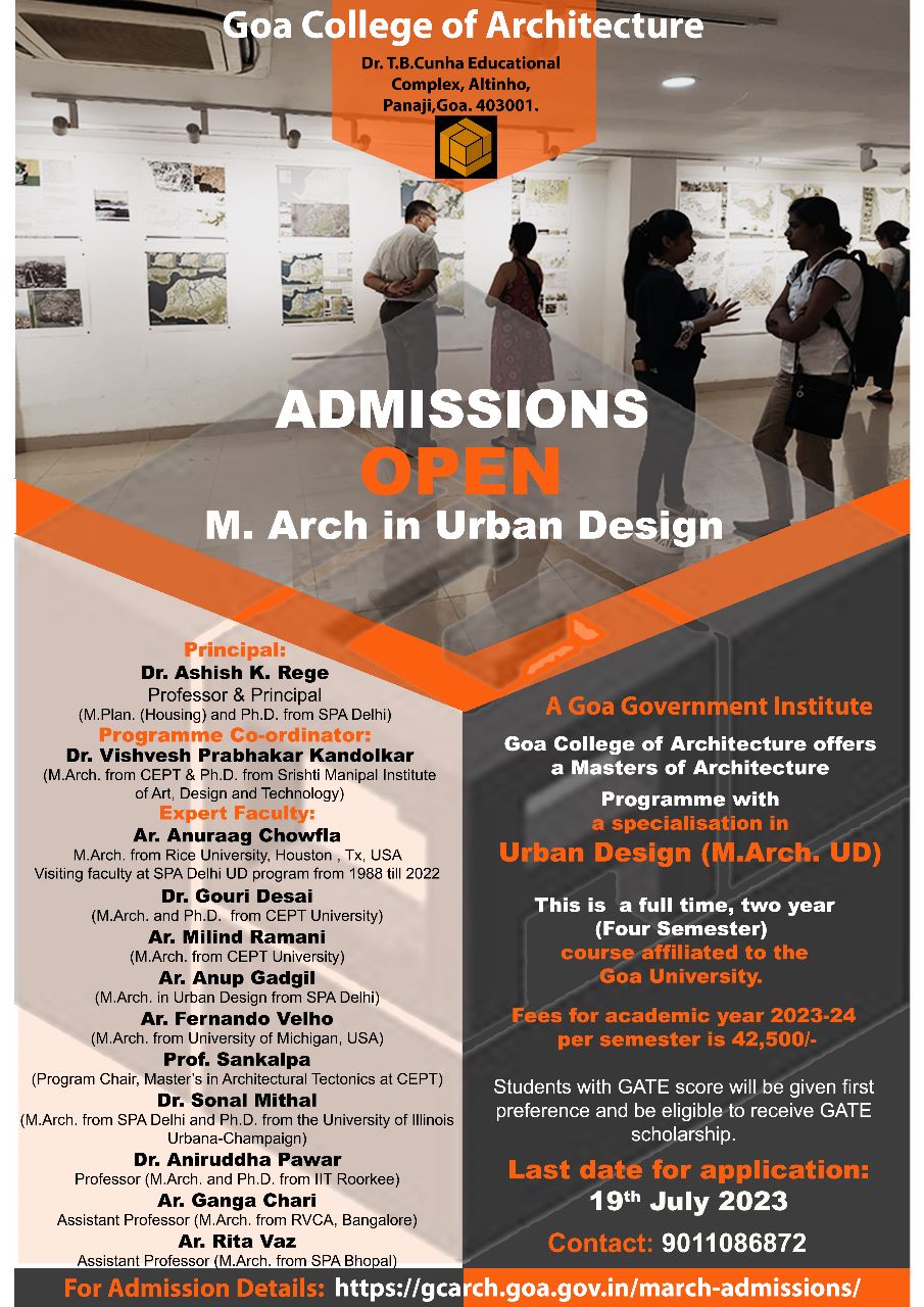 M. Arch Admissions – Goa College Of Architecture